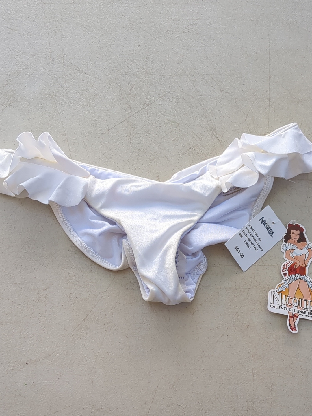 Nicolita White Ruffle Bikini Bottoms